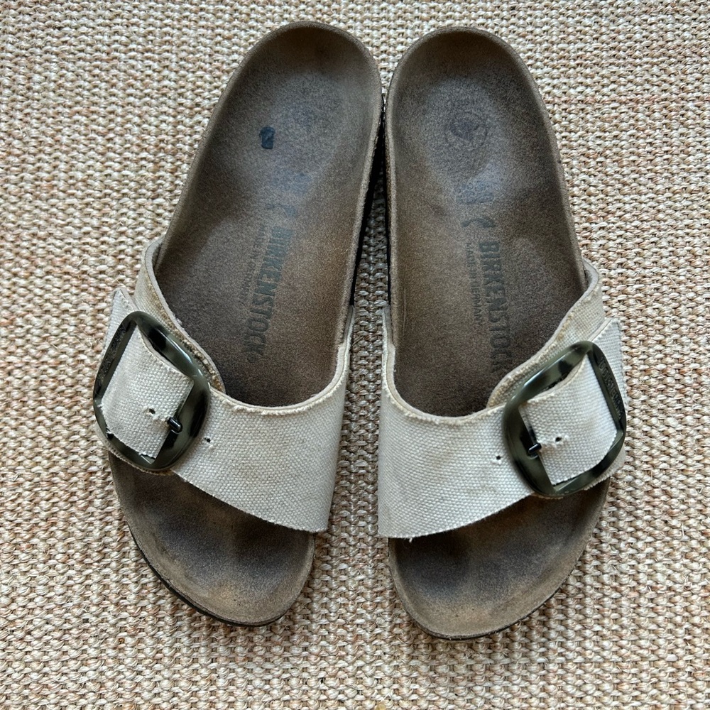 Birkenstock Madrid Big Tortoise Buckle with Canvas Strap in Size 40